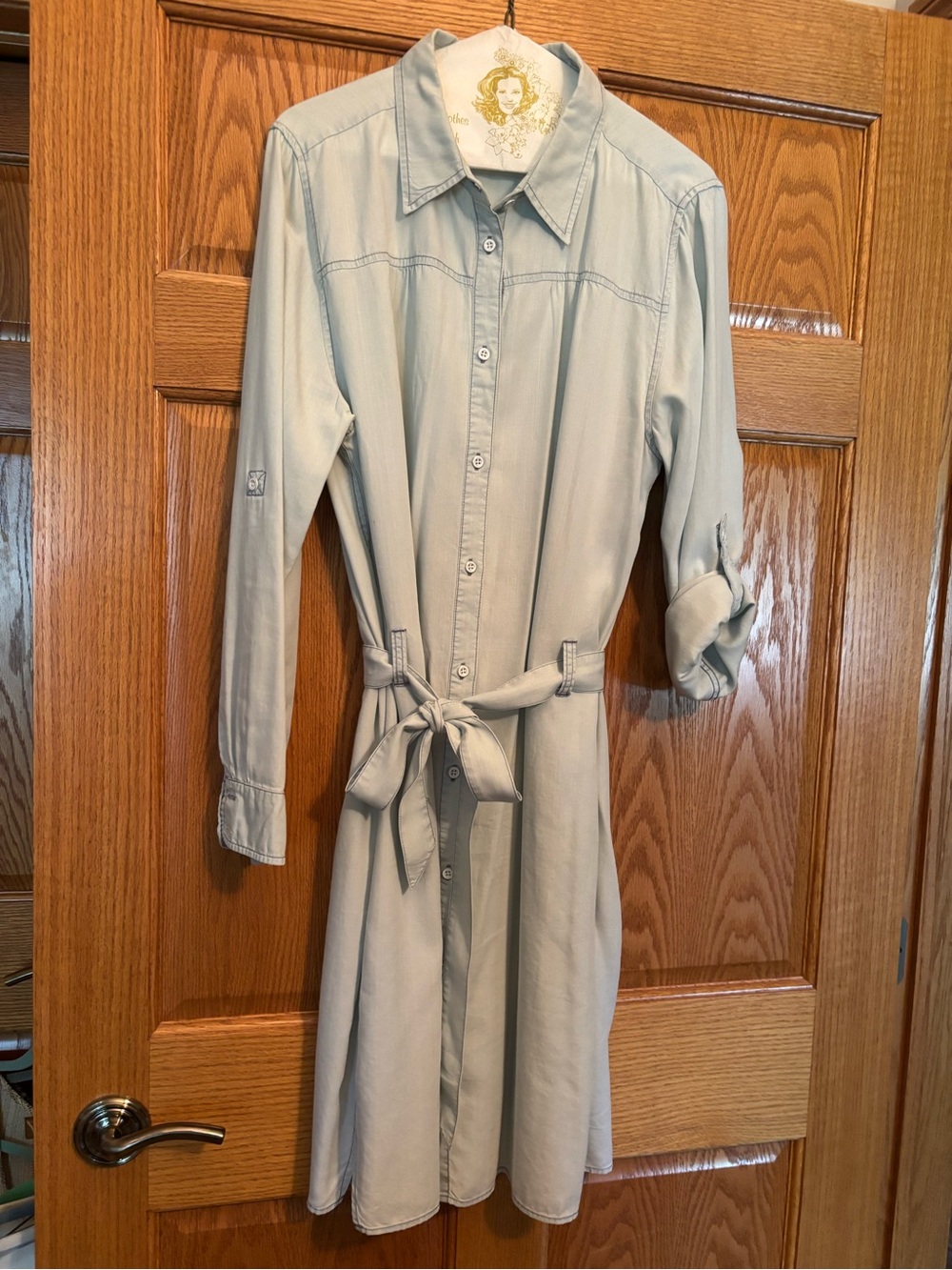 Jag Jeans Light Blue Button-Front Shirt Dress with Tie Waist